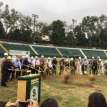 Santa Barbara High School Peabody Stadium groundbreaking ceremony tossing the first shovel